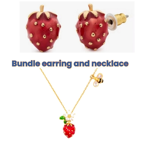 kate spade Jewelry - 🍓🔹️Kate Spade🔹️ Strawberry Fields Studs novelty studs +Necklace Bundle Set
